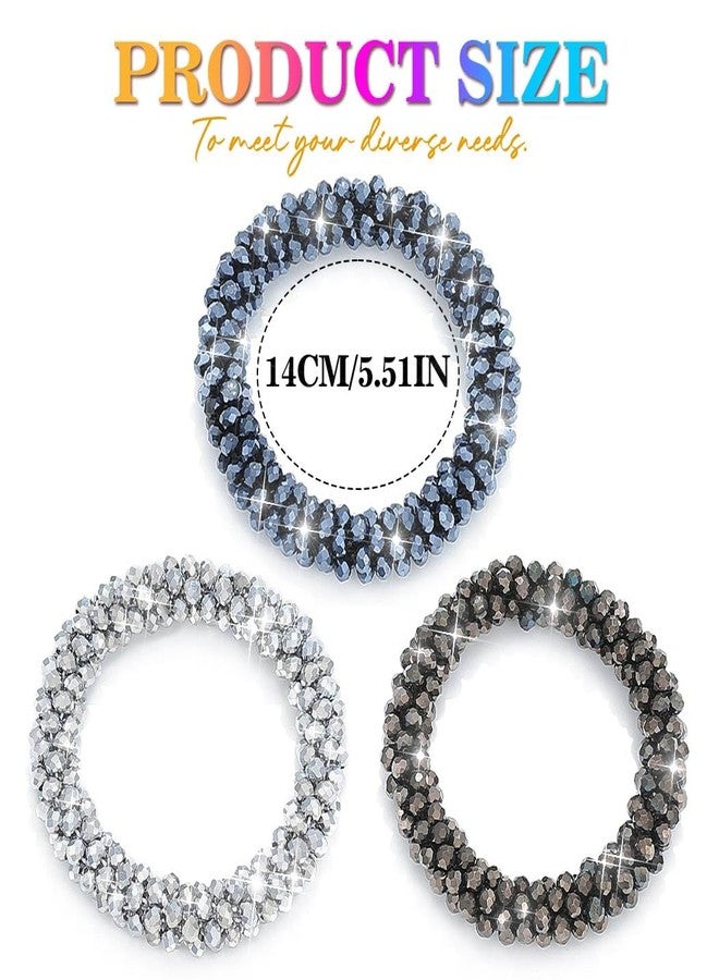 CAKURE Rhinestone Hair Tie Silver Ponytail Holder Sparkly Hair Jewelry Hair Accessories for Women and Girls (Pack of 3) - Image 4